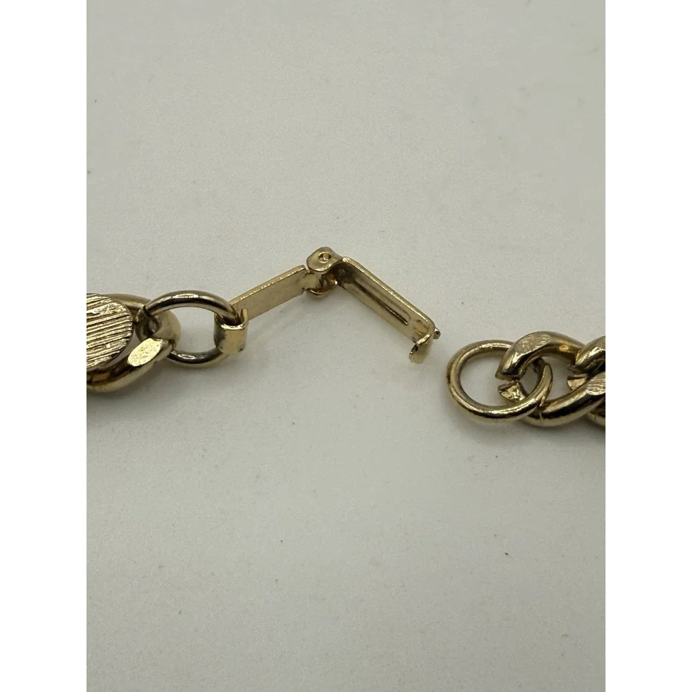 Vintage Gold Tone Link Bracelet Disc Round Dangle Engravable